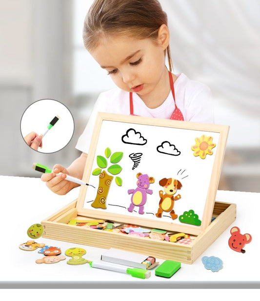 Child playing with Montessori Magnetic Circus Board